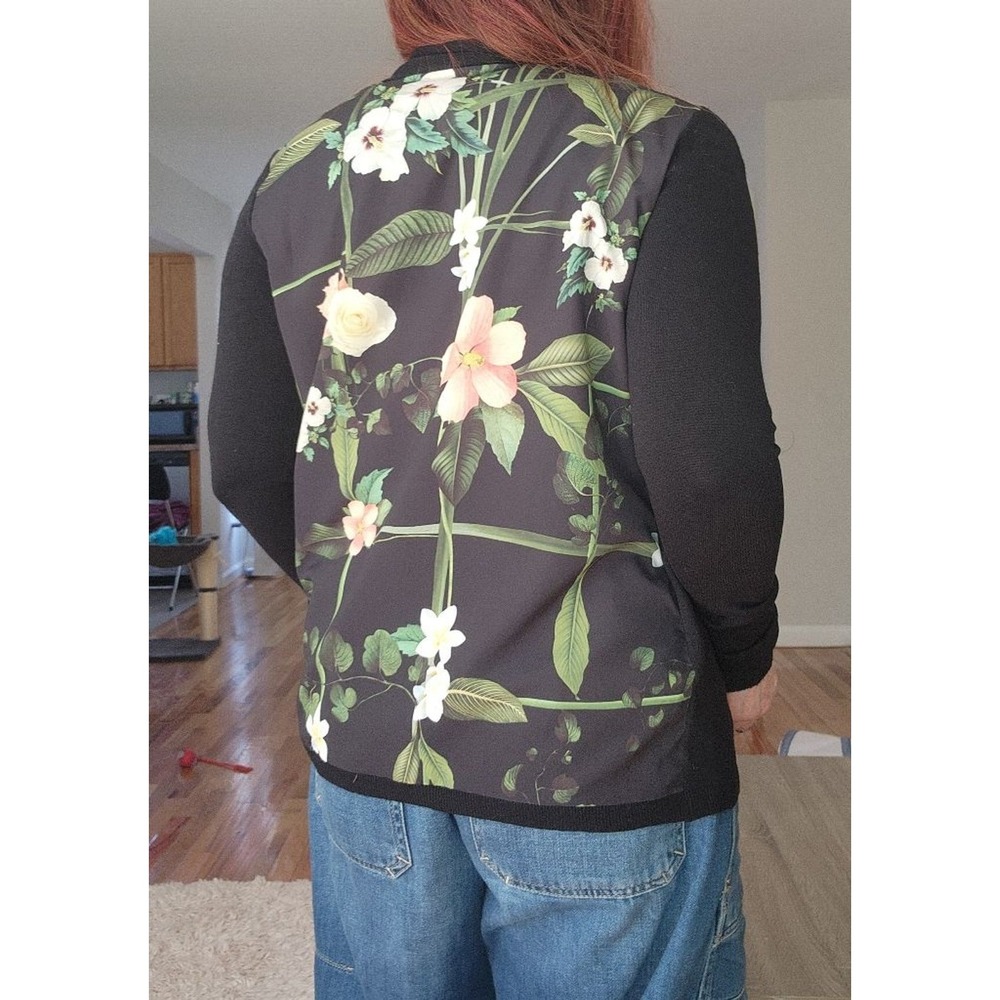 TED BAKER 2-Piece Black Floral Tee & Cardigan‎ S